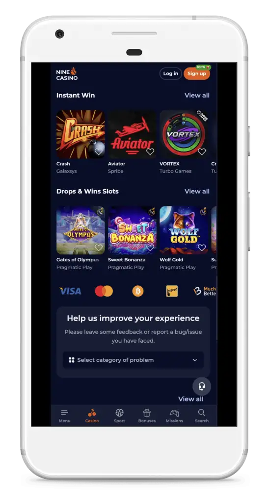 nine casino app download